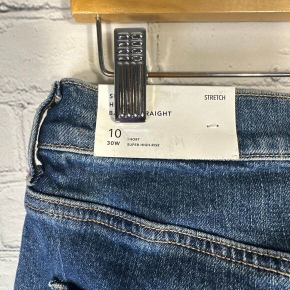 NEW American Eagle Jeans Womens 10 Super High Rise Baggy Straight Short Stretch - Picture 3 of 13